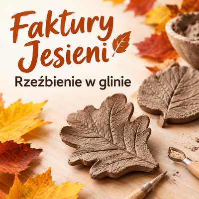 Plakat wydarzenia:  Dorośli w Okienku: warsztaty "Faktury jesieni - rzeźbienie w glinie" 